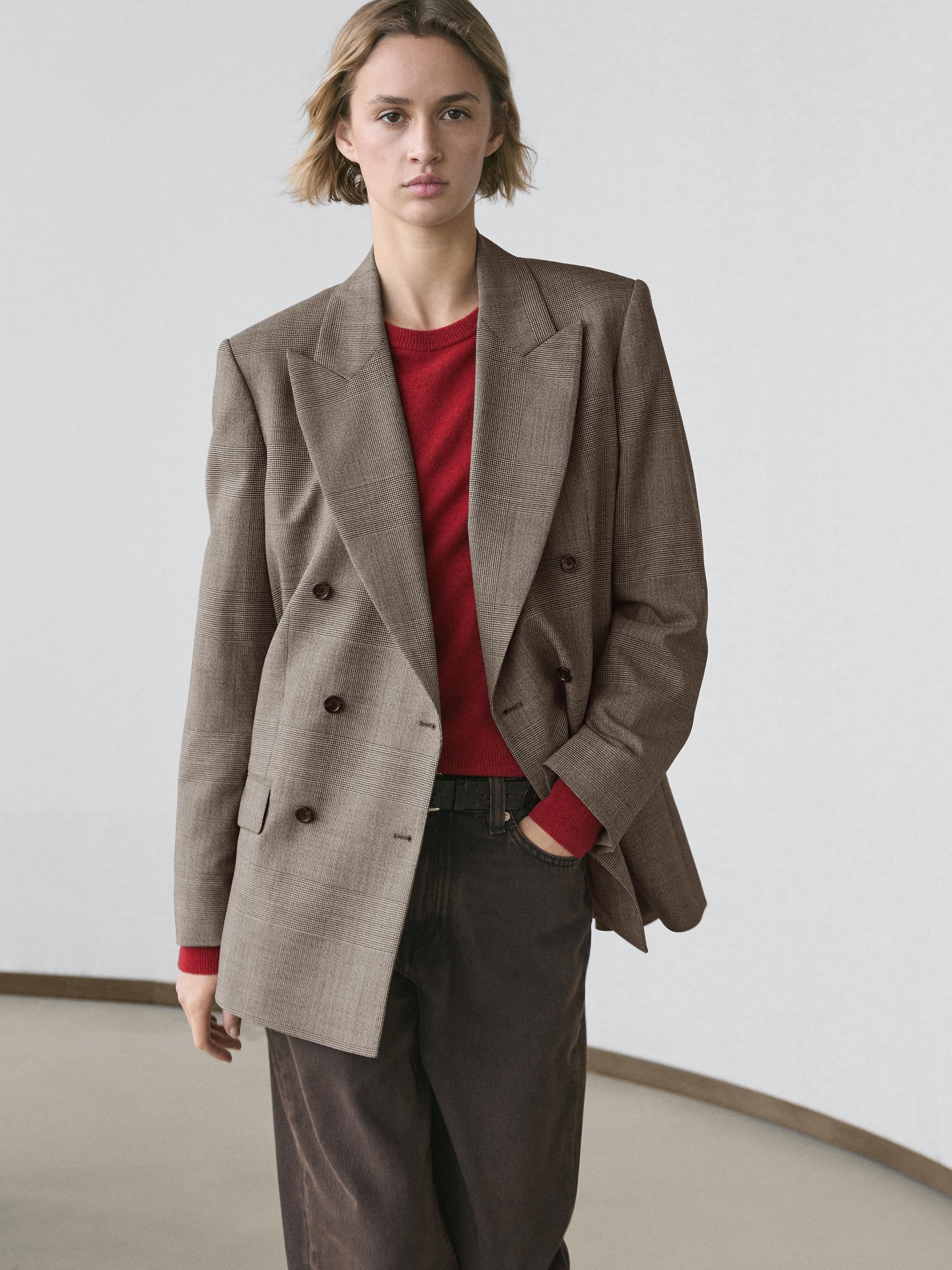Blazer à carreaux 100 % laine